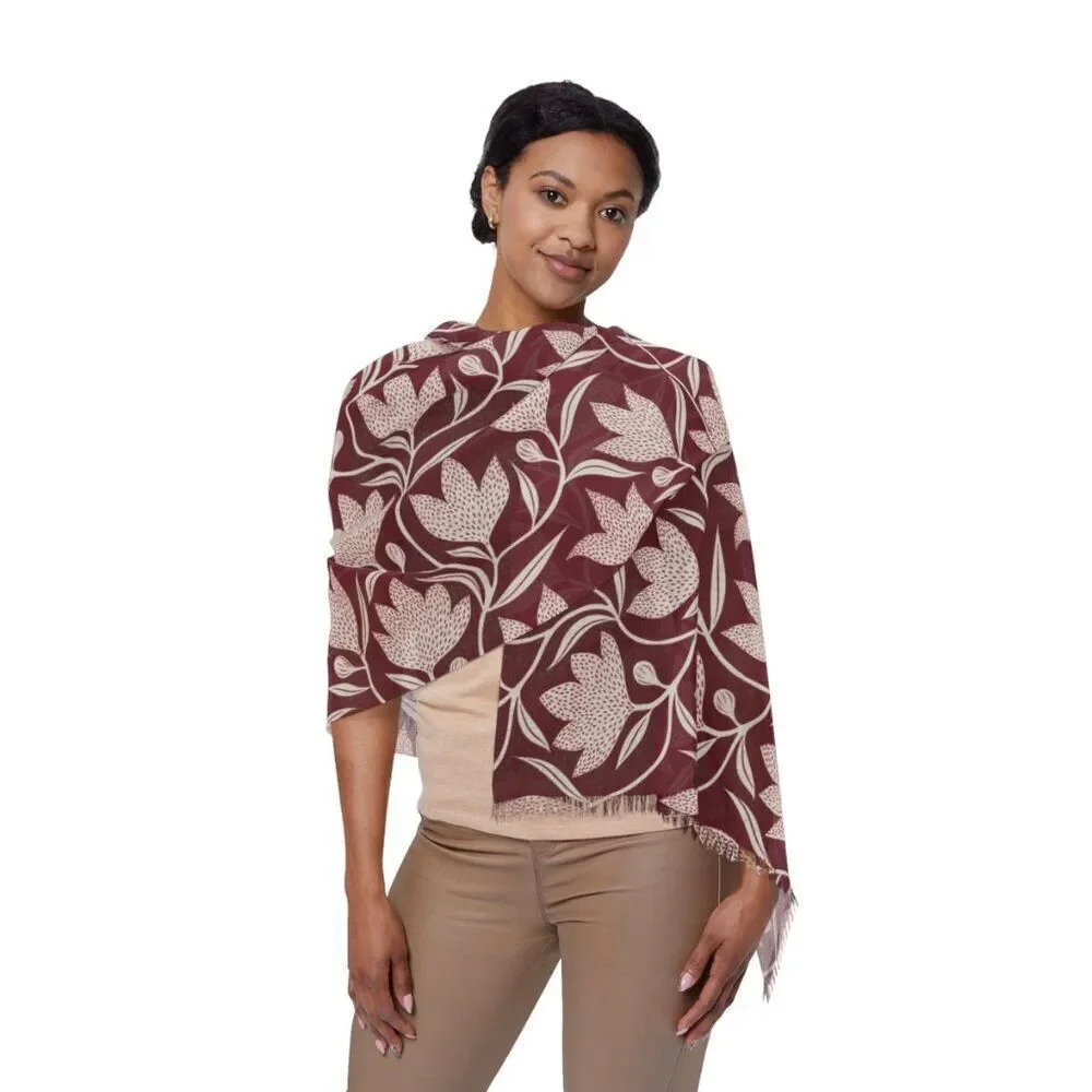 NWT Porter Anna- Crimson & Cream Women's Scarf in Magnolia